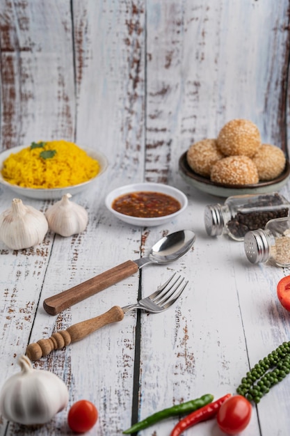 High angle view of food on table