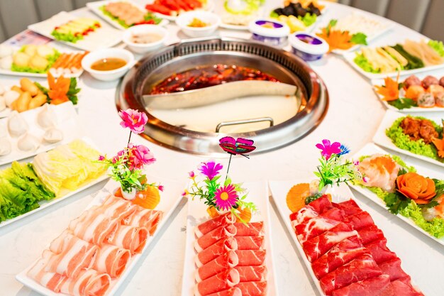 High angle view of food on table