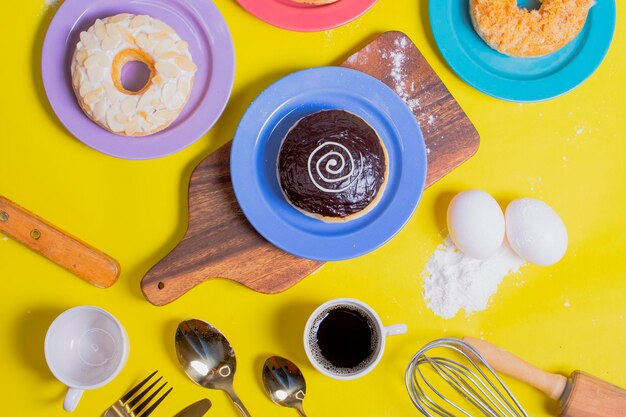 High angle view of food on table