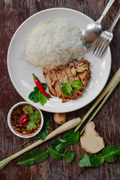 High angle view of food on table