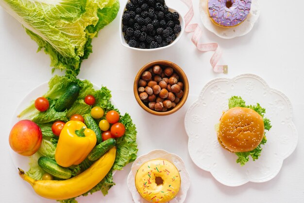 High angle view of food on table