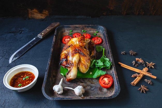 High angle view of food on table