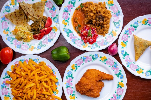 High angle view of food on table