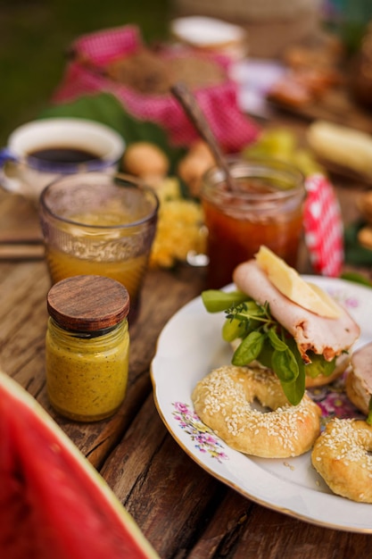 High angle view of food on table