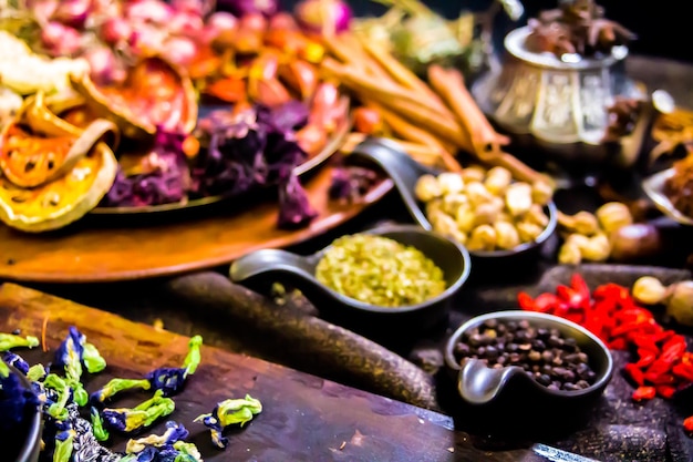 High angle view of food on table