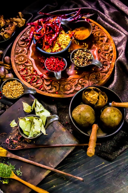 Photo high angle view of food on table