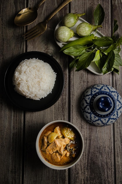 High angle view of food on table