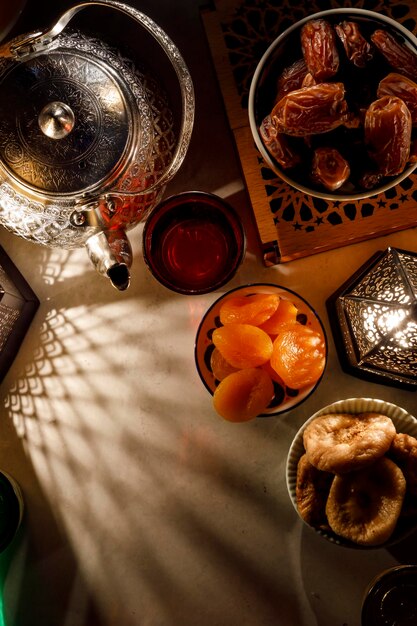 High angle view of food on table