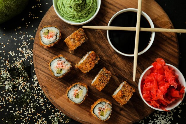 high angle view of food on table