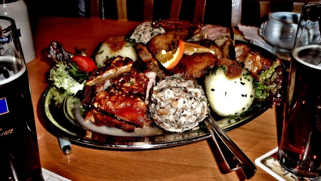 High angle view of food on table