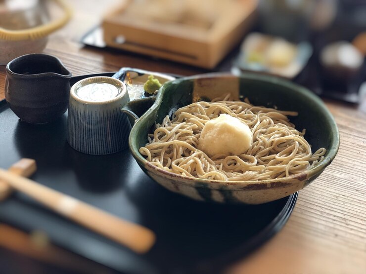 Photo テーブルの上の食べ物の高角度の視点