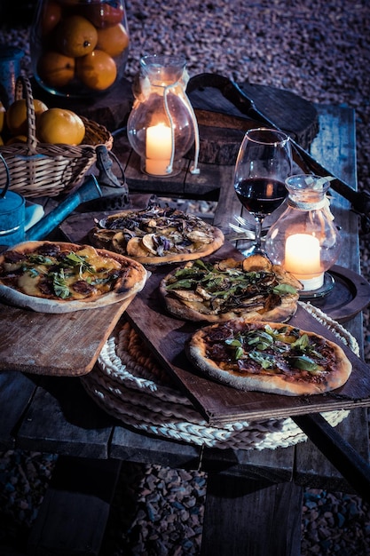 High angle view of food on table