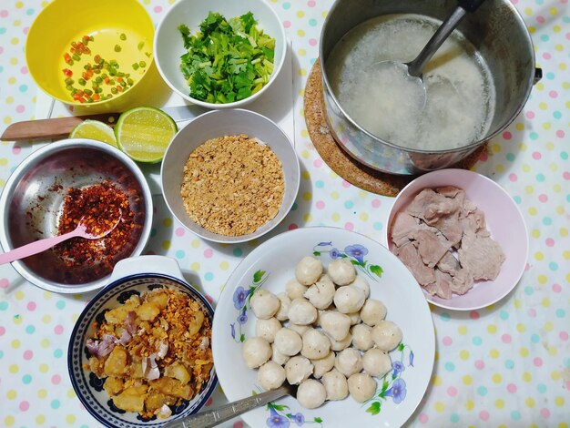 High angle view of food on table