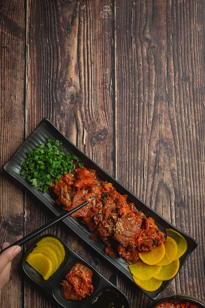 High angle view of food on table