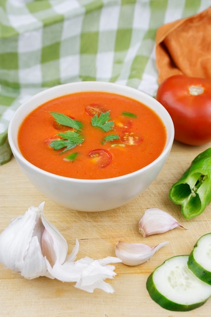 High angle view of food with ingredients on table