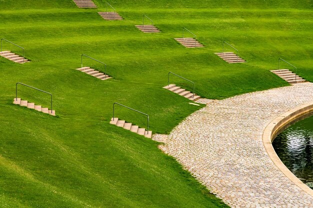 High angle view of footpath