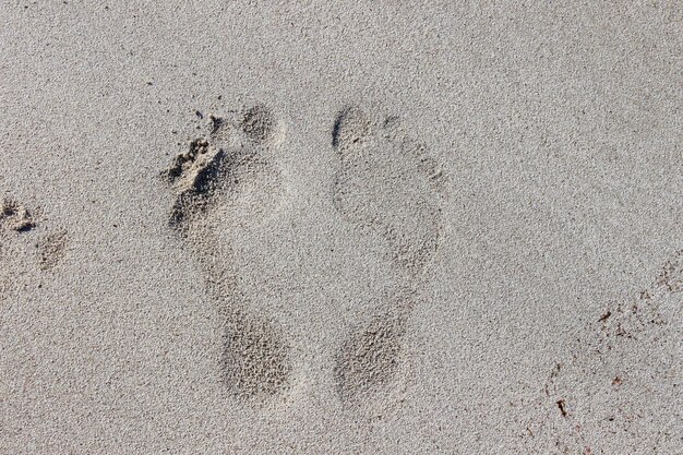 Photo high angle view of footprints on sand