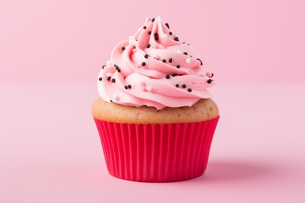 High angle view of fresh donut on pink background