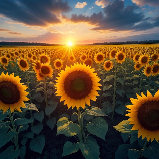 High angle view of fresh sunflowers