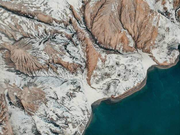 Photo high angle view of frozen sea shore