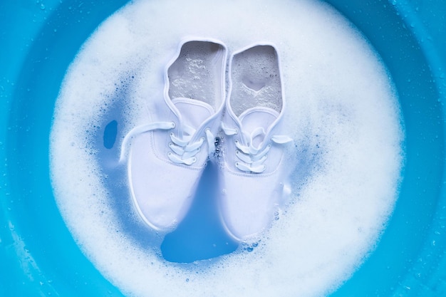 High angle view of frozen water