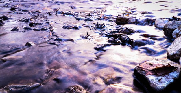 High angle view of frozen water