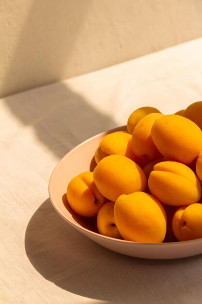 High angle view of fruits in bowl on table