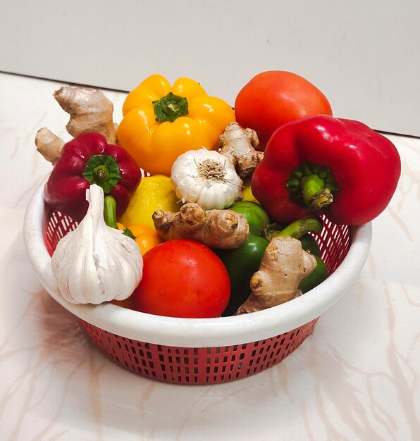 High angle view of fruits in bowl on table