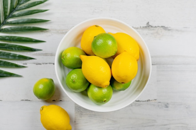 High angle view of fruits in bowl on table