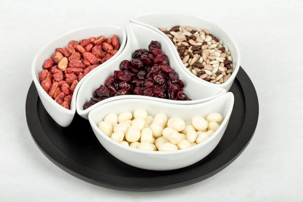 High angle view of fruits in bowl on table