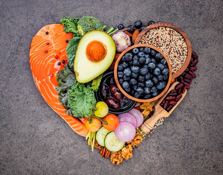 Photo high angle view of fruits in bowl