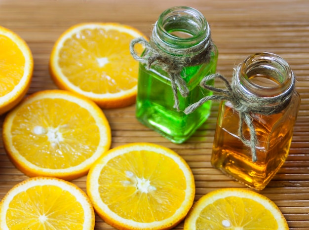 High angle view of fruits in jar