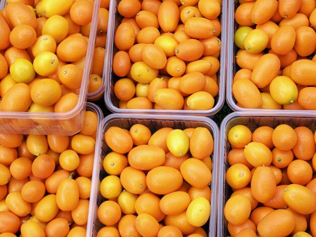 High angle view of fruits for sale at market stall