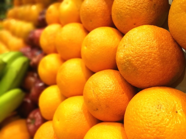 High angle view of fruits for sale at market stall