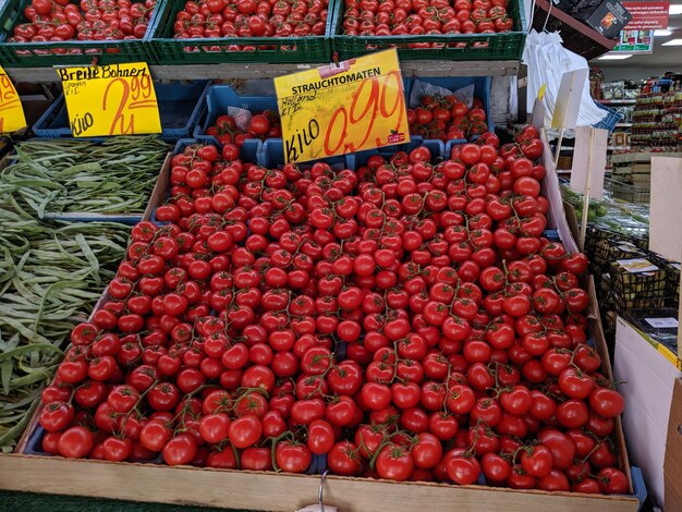 High angle view of fruits for sale at market stall