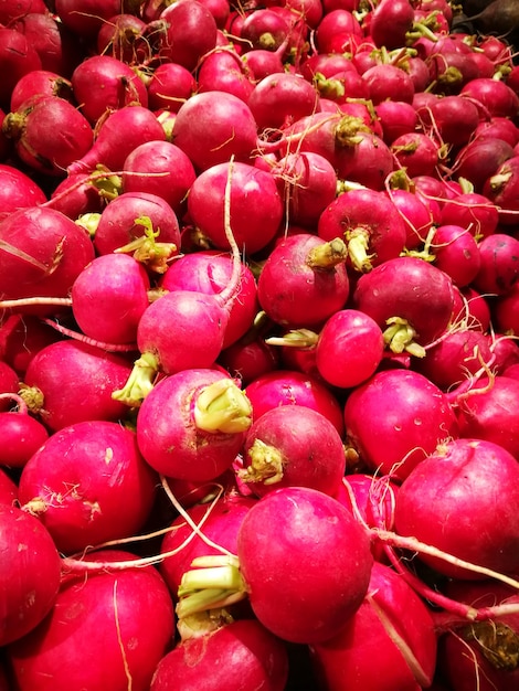 High angle view of fruits for sale at market stall