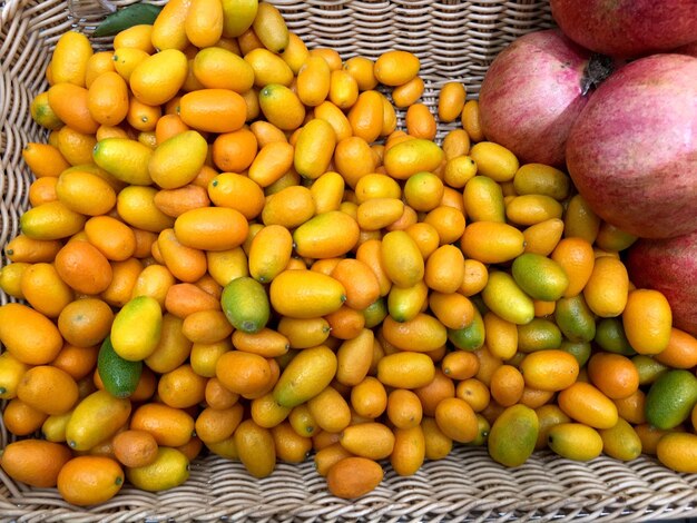 High angle view of fruits for sale at market stall