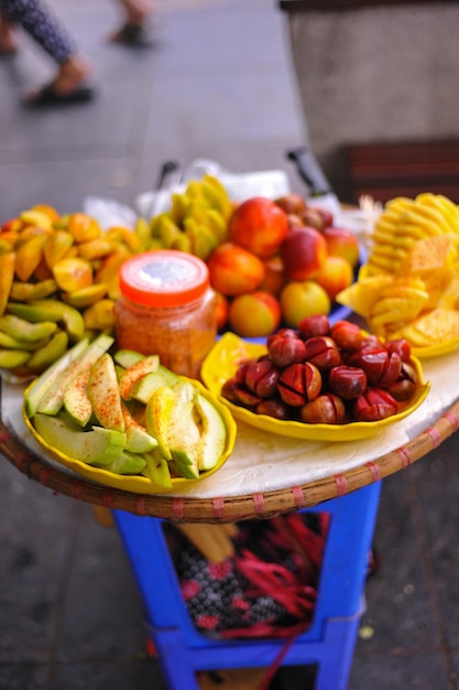 Foto vista ad alta angolazione dei frutti in vendita sul mercato