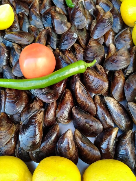 High angle view of fruits for sale