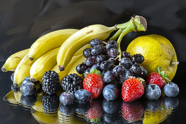 High angle view of fruits on table