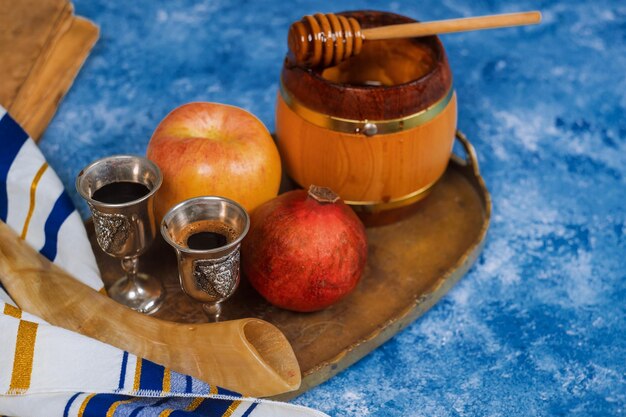 High angle view of fruits on table