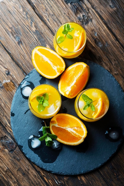 High angle view of fruits on table