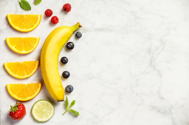 High angle view of fruits on table