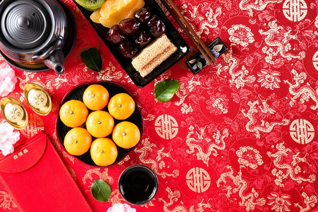 High angle view of fruits on table