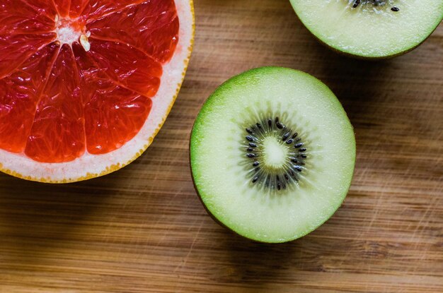 High angle view of fruits on table