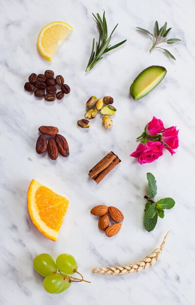 High angle view of fruits on table