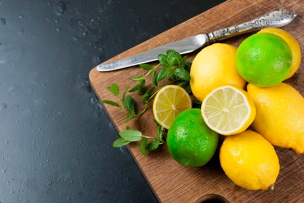 High angle view of fruits on table