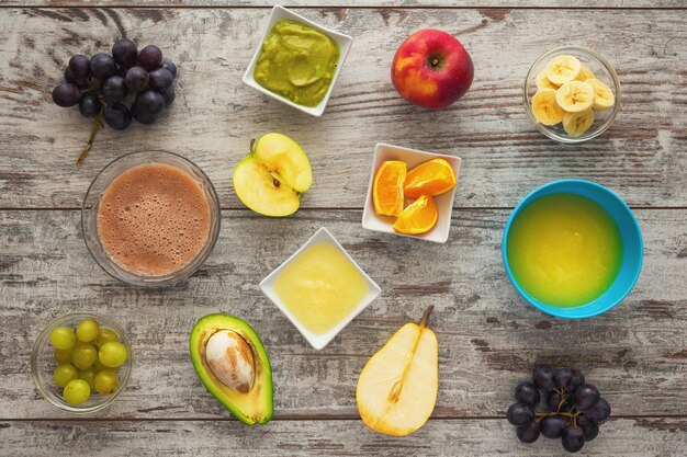 High angle view of fruits on table