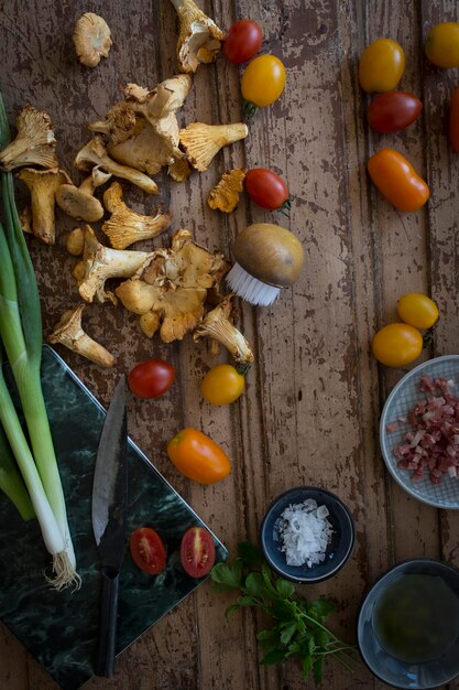 Photo high angle view of fruits on table