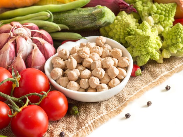 Photo high angle view of fruits and vegetables